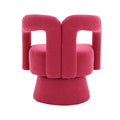 Coolmore 360 Degree Swivel Cuddle Barrel Accent Chairs, Round Armchairs With Wide Upholstered, Fluffy Fabric Chair For Living Room, Bedroom, Office, Waiting Rooms Rose Red Boucle Rose Red Foam Boucle