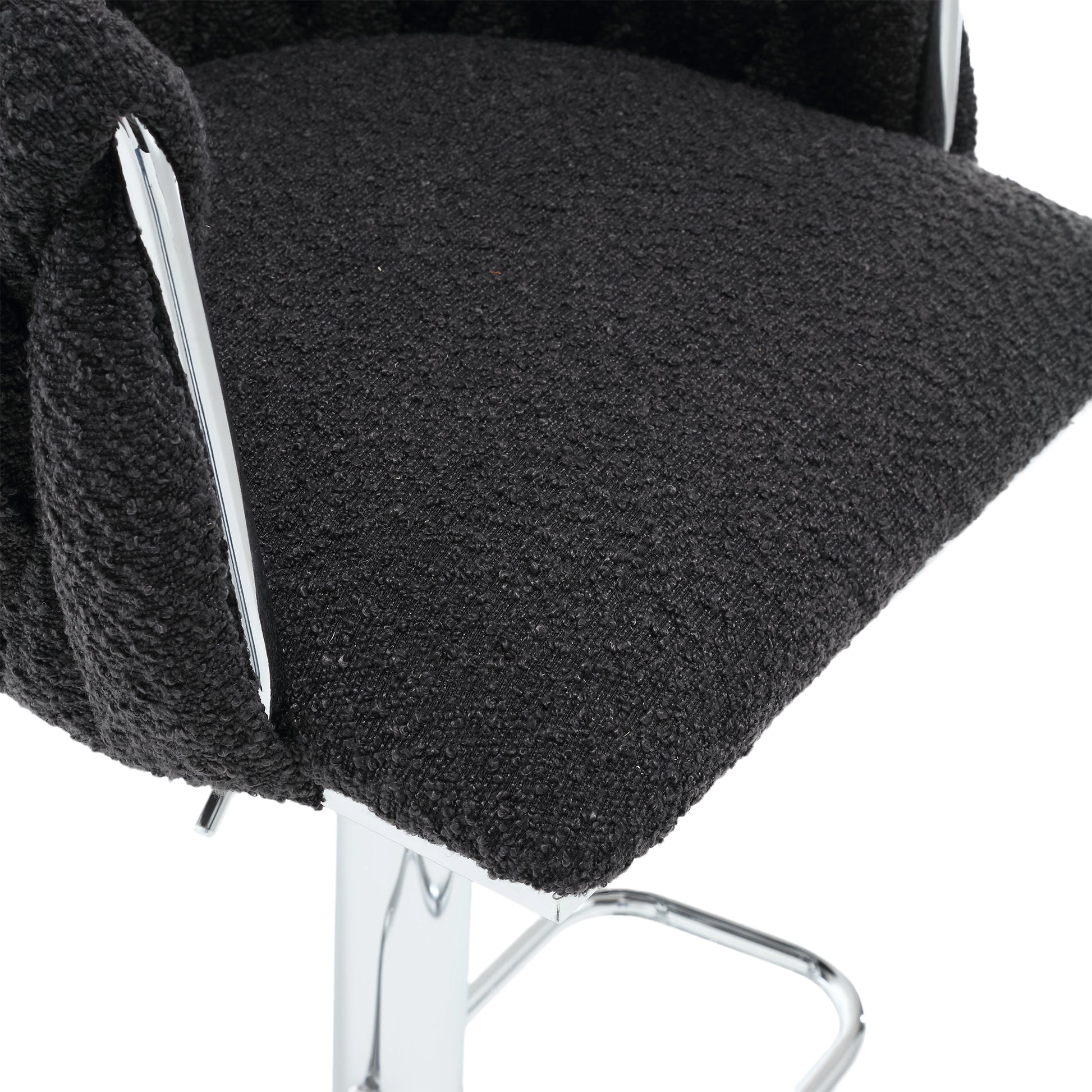 Coolmore Vintage Bar Stools With Back And Footrest Counter Height Dining Chairs 2Pc Set Black Boucle