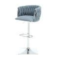 Coolmore Vintage Bar Stools With Back And Footrest Counter Height Dining Chairs 2Pc Set Light Blue Boucle