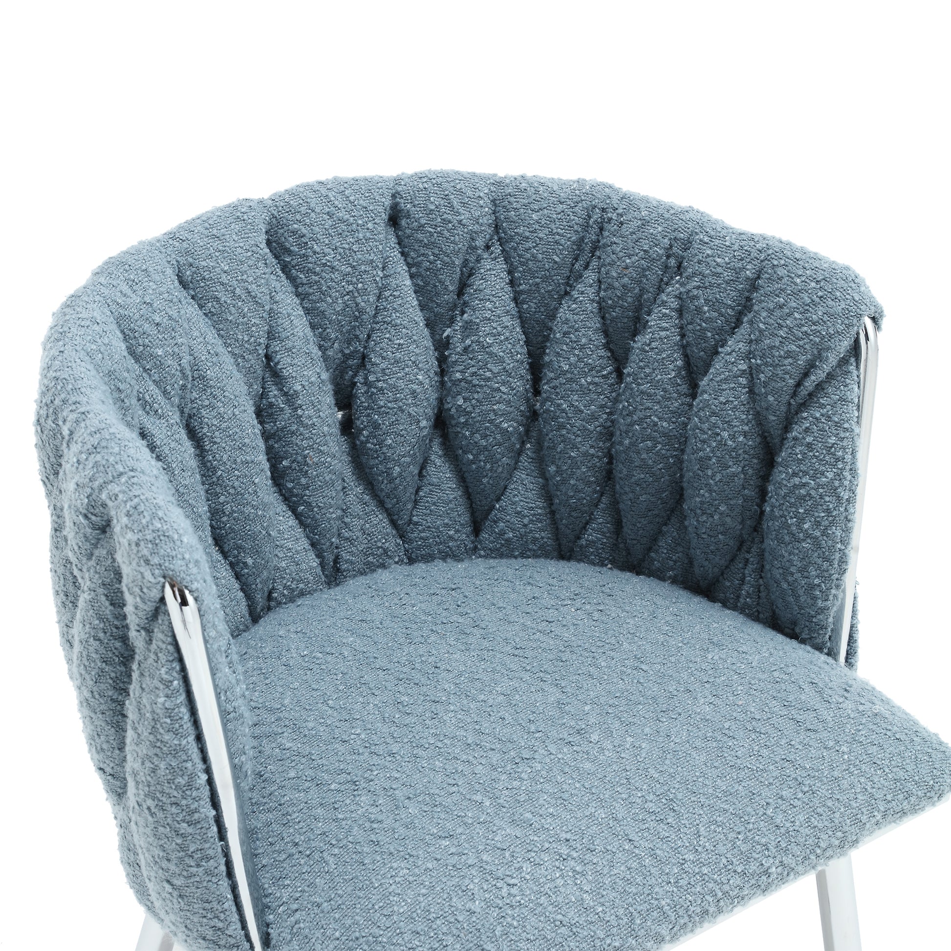 Coolmore Leisure Dining Chairs Accent Chair Velvet Accent Lounge Chair With Metal Feet 2Pc Set Light Blue Boucle