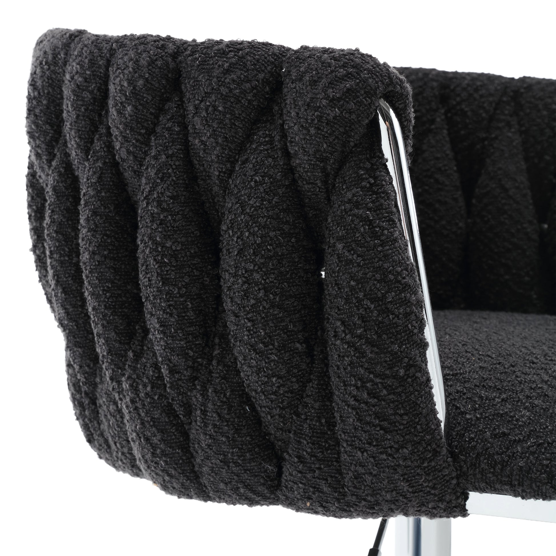 Coolmore Vintage Bar Stools With Back And Footrest Counter Height Dining Chairs 2Pc Set Black Boucle