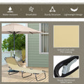 Foldable Outdoor Chaise Lounge Chair, 5 Level Reclining Camping Tanning Chair With Strong Oxford Fabric For Beach, Yard, Patio, Pool, Beige Beige Steel
