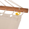 Outdoor Hammock With Stand & Accessories, Heavy Duty Wooden Frame, Extra Large Sun Shade Canopy, Indoor Outside Boho Style Nap Bed, Natural Cotton, White White Wood