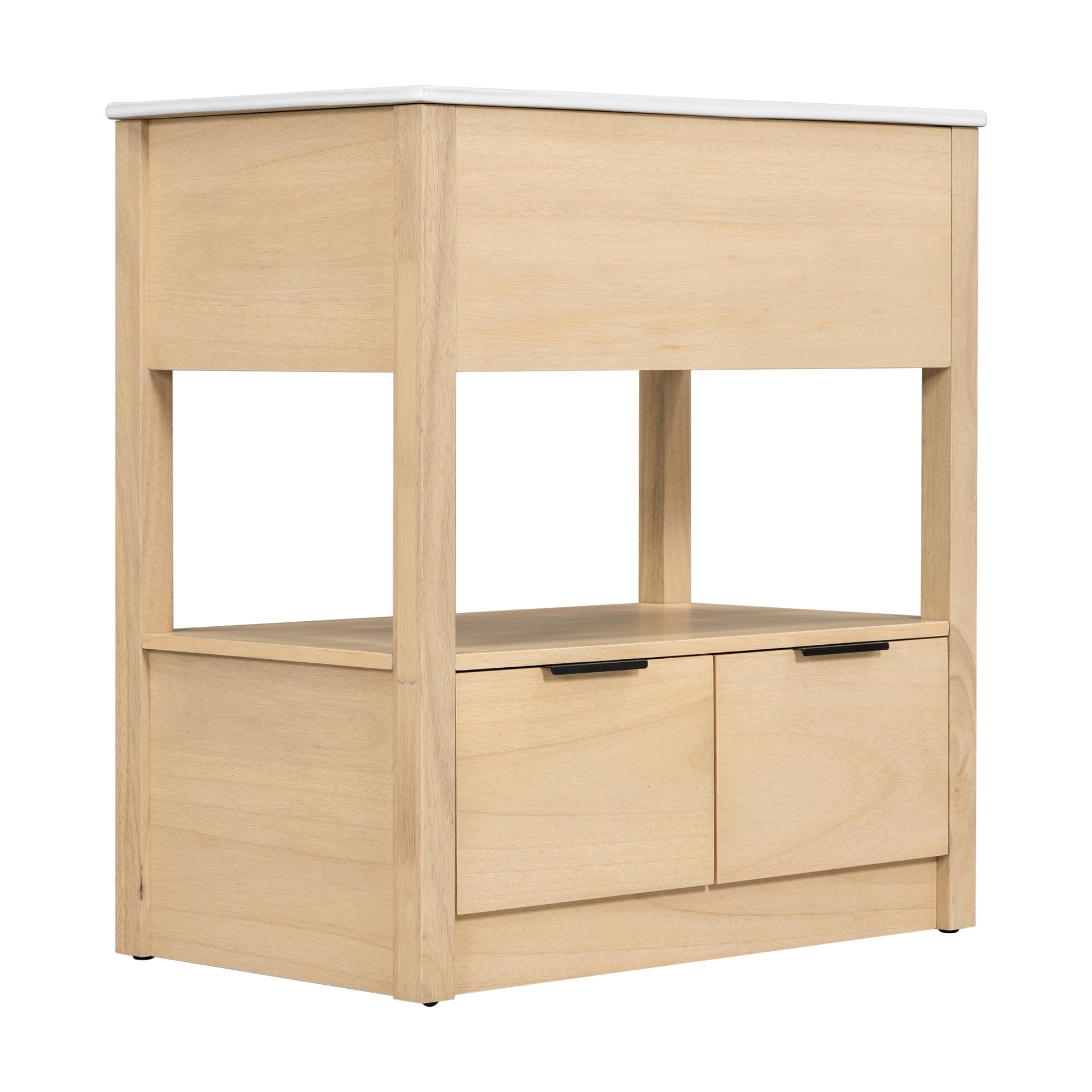 30" Bathroom Vanity With Sink Top, Bathroom Cabinet With Open Storage Shelf And Two Drawers, One Package, Natural Old Sku:Wf311619Aad Natural Solid Wood Mdf