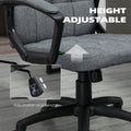 Fabric Office Chair, Computer Desk Chair, Swivel Task Chair With Arms, Adjustable Height, Swivel Wheels, Mid Back, Charcoal Gray Charcoal Grey Linen