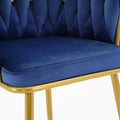 Living Room Chairs,Velvet Makeup Vanity Chair With Back Arm Modern Bedroom Accent Chair Elegant Comfy Single Upholstered Chair With Gold Metal Legs Blue,2 Set Blue Foam Velvet