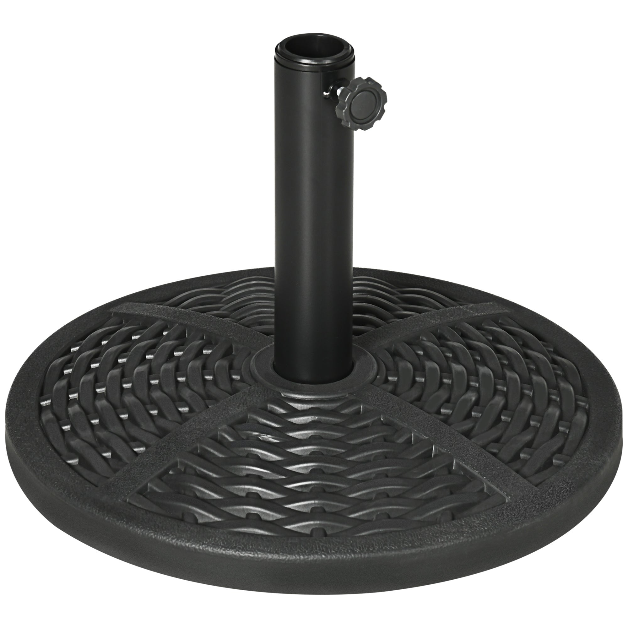 21 Lbs. Market Umbrella Base Holder 18" Heavy Duty Round Parasol Stand With Rattan Design For Patio, Black Black Steel