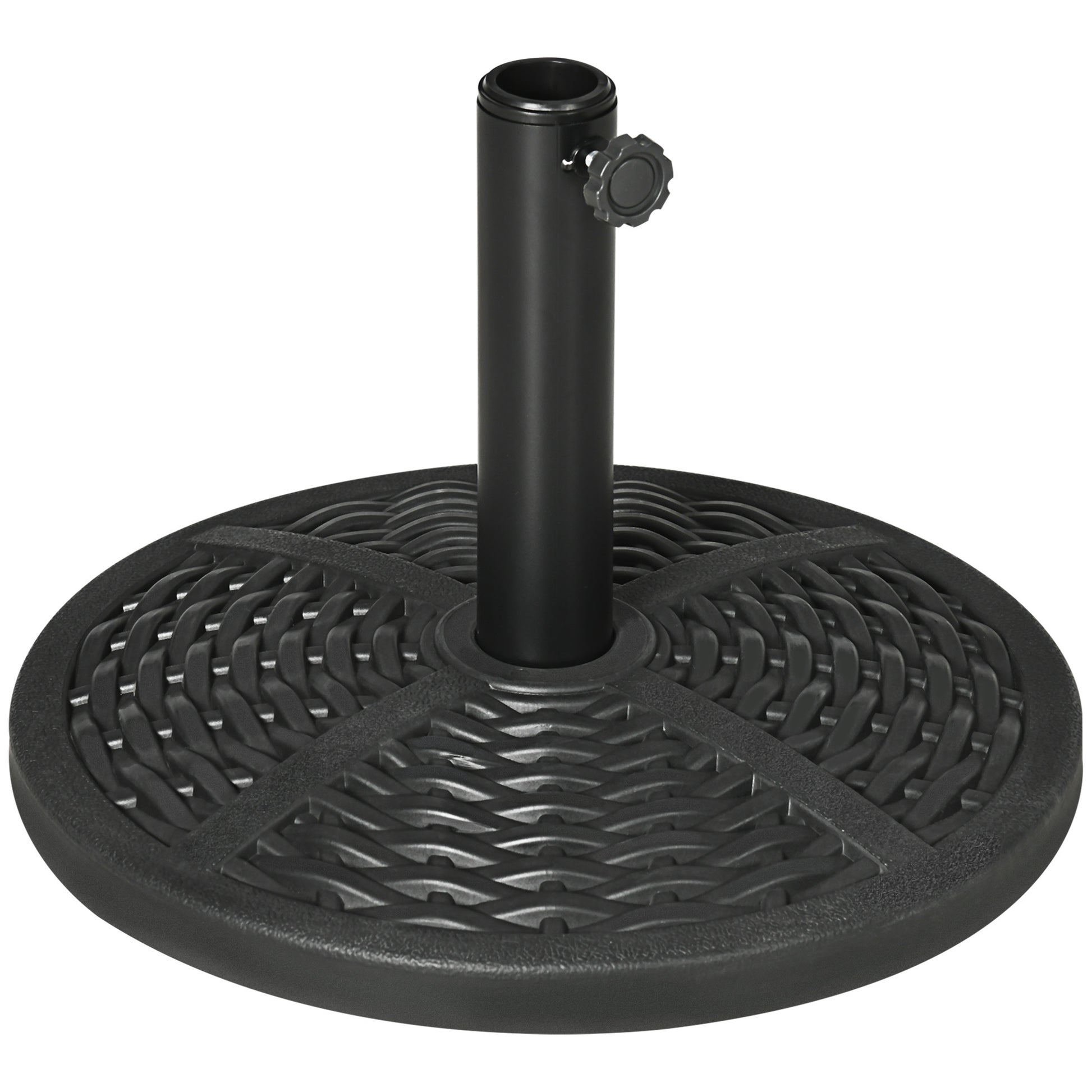 21 Lbs. Market Umbrella Base Holder 18" Heavy Duty Round Parasol Stand With Rattan Design For Patio, Black Black Steel