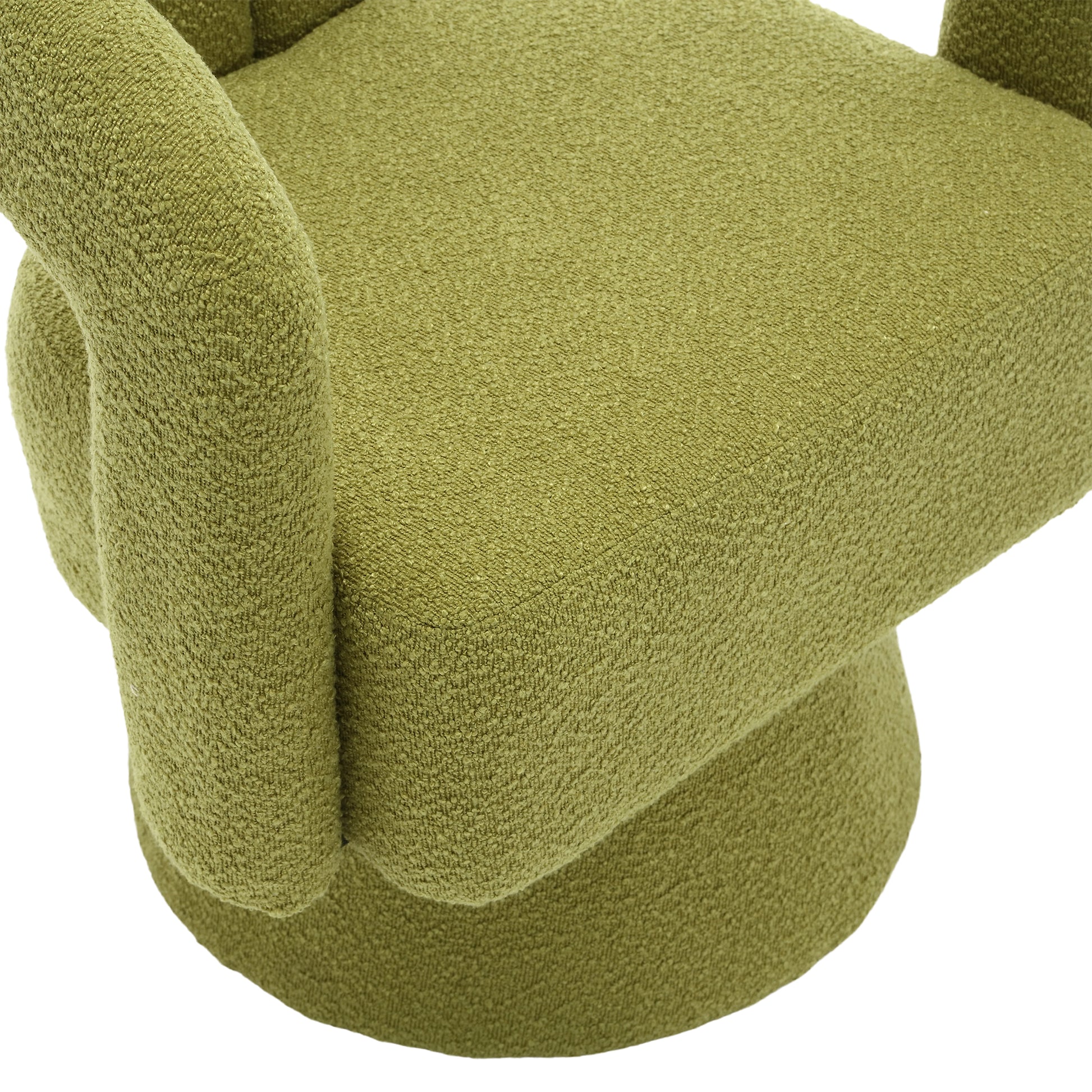 Coolmore 360 Degree Swivel Cuddle Barrel Accent Chairs, Round Armchairs With Wide Upholstered, Fluffy Fabric Chair For Living Room, Bedroom, Office, Waiting Rooms Olive Green Boucle Olive Green Foam Boucle