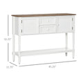 Console Table With Drawers, Vintage Entryway Table With 2 Drawers, Cabinets And Bottom Shelf, Retro Sofa Table For Living Room, Bedroom, White White Mdf