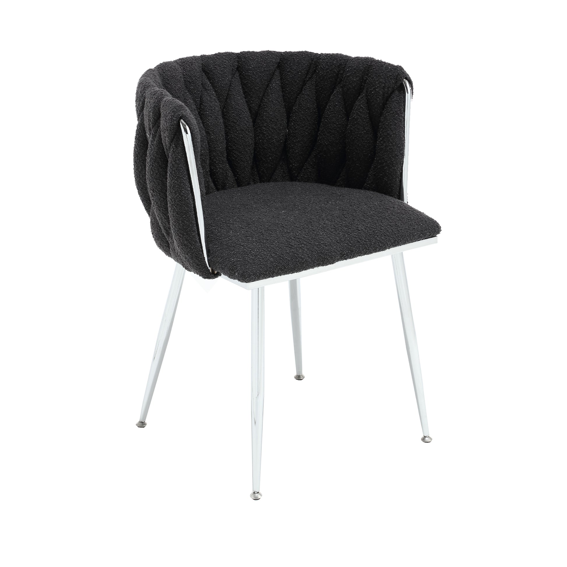 Coolmore Leisure Dining Chairs Accent Chair Velvet Accent Lounge Chair With Metal Feet 2Pc Set Black Boucle