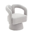 Coolmore 360 Degree Swivel Cuddle Barrel Accent Chairs, Round Armchairs With Wide Upholstered, Fluffy Fabric Chair For Living Room, Bedroom, Office, Waiting Rooms Light Gray Boucle Light Gray Foam Boucle