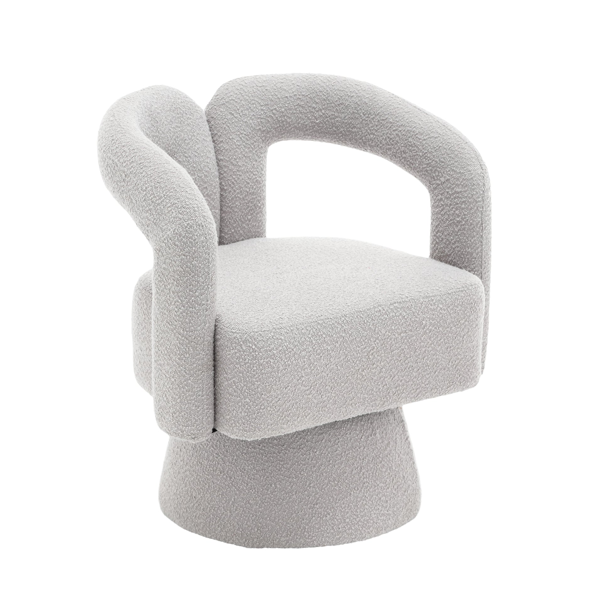 Coolmore 360 Degree Swivel Cuddle Barrel Accent Chairs, Round Armchairs With Wide Upholstered, Fluffy Fabric Chair For Living Room, Bedroom, Office, Waiting Rooms Light Gray Boucle Light Gray Foam Boucle