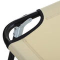 Foldable Outdoor Chaise Lounge Chair, 5 Level Reclining Camping Tanning Chair With Strong Oxford Fabric For Beach, Yard, Patio, Pool, Beige Beige Steel