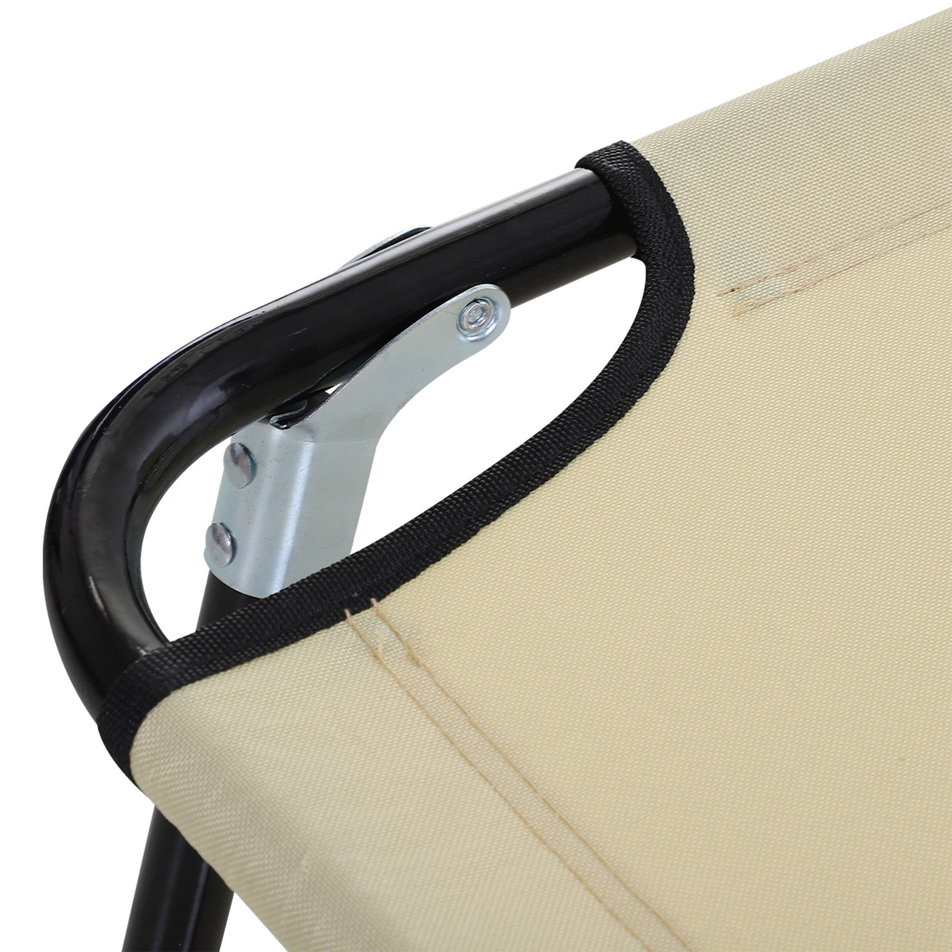 Foldable Outdoor Chaise Lounge Chair, 5 Level Reclining Camping Tanning Chair With Strong Oxford Fabric For Beach, Yard, Patio, Pool, Beige Beige Steel