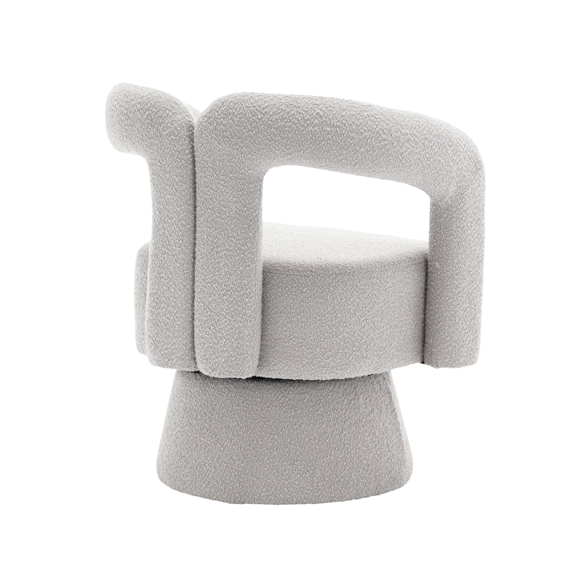 Coolmore 360 Degree Swivel Cuddle Barrel Accent Chairs, Round Armchairs With Wide Upholstered, Fluffy Fabric Chair For Living Room, Bedroom, Office, Waiting Rooms Light Gray Boucle Light Gray Foam Boucle