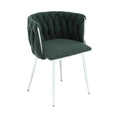 Coolmore Leisure Dining Chairs Accent Chair Velvet Accent Lounge Chair With Metal Feet 2Pc Set Emerald Boucle