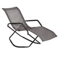 Rocking Sun Lounger, Chaise Lounge Rocker For Sunbathing, Sun Tanning, Foldable, Portable Outdoor Patio Chair, Brown Brown Steel