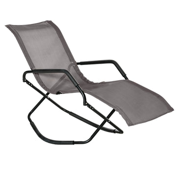 Rocking Sun Lounger, Chaise Lounge Rocker For Sunbathing, Sun Tanning, Foldable, Portable Outdoor Patio Chair, Brown Brown Steel