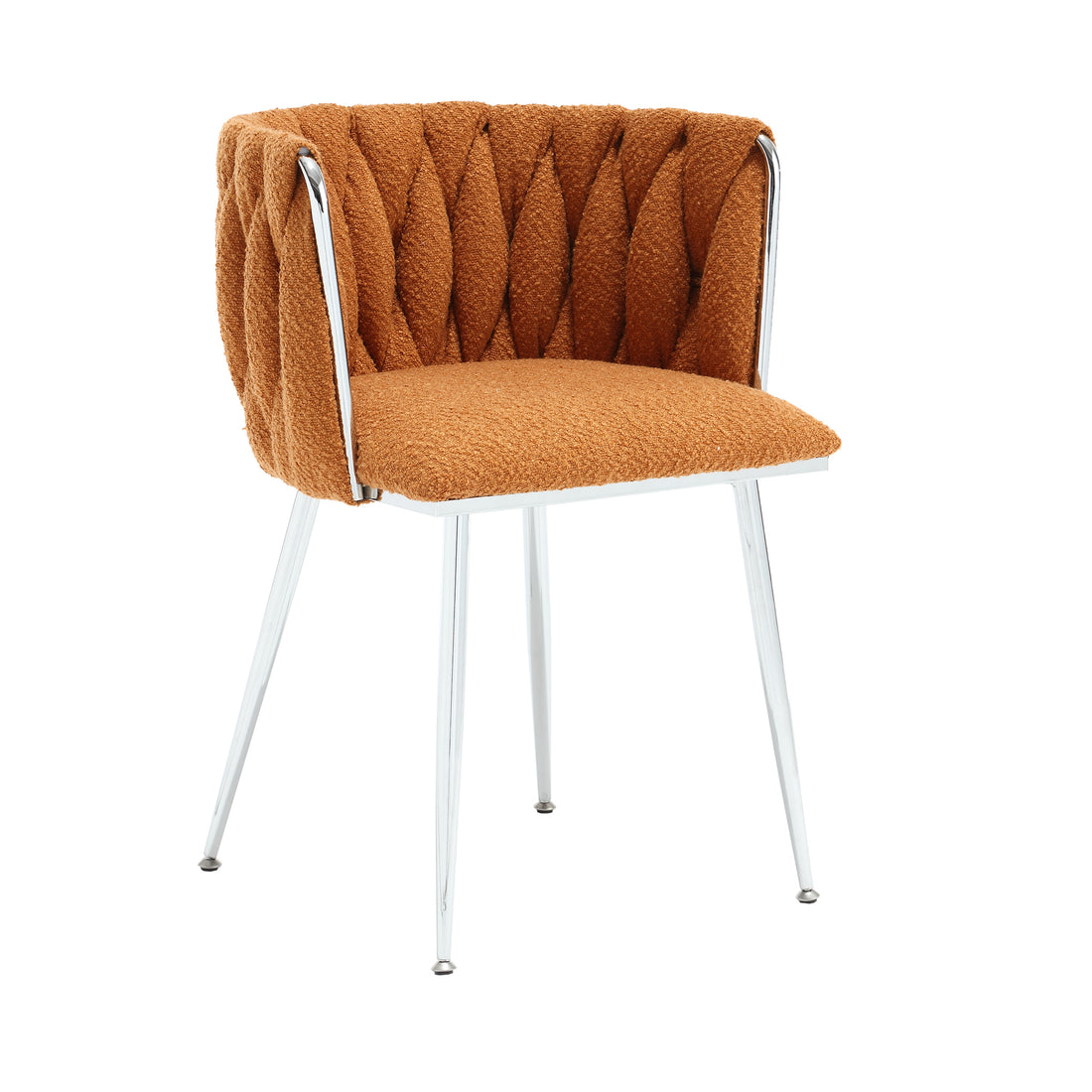 Coolmore Leisure Dining Chairs Accent Chair Velvet Accent Lounge Chair With Metal Feet 2Pc Set Orange Boucle