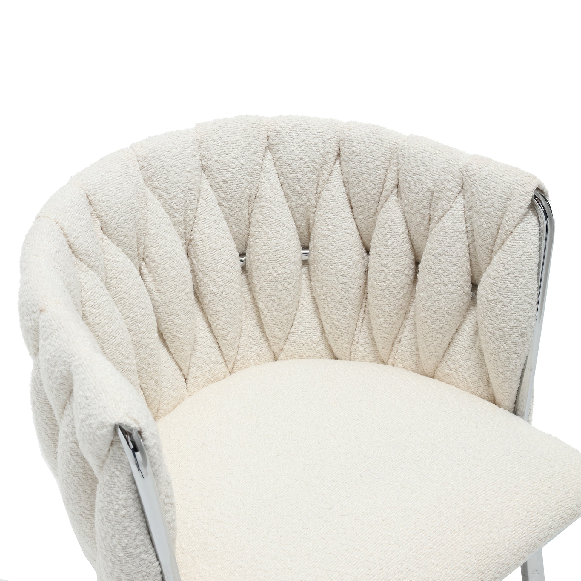 Coolmore Leisure Dining Chairs Accent Chair Velvet Accent Lounge Chair With Metal Feet 2Pc Set Ivory Boucle