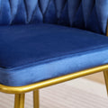 Living Room Chairs,Velvet Makeup Vanity Chair With Back Arm Modern Bedroom Accent Chair Elegant Comfy Single Upholstered Chair With Gold Metal Legs Blue,2 Set Blue Foam Velvet