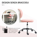 Cute Armless Office Chair, Teddy Fleece Fabric Computer Desk Chair, Vanity Task Chair With Adjustable Height, Swivel Wheels, Mid Back, Pink Pink Linen