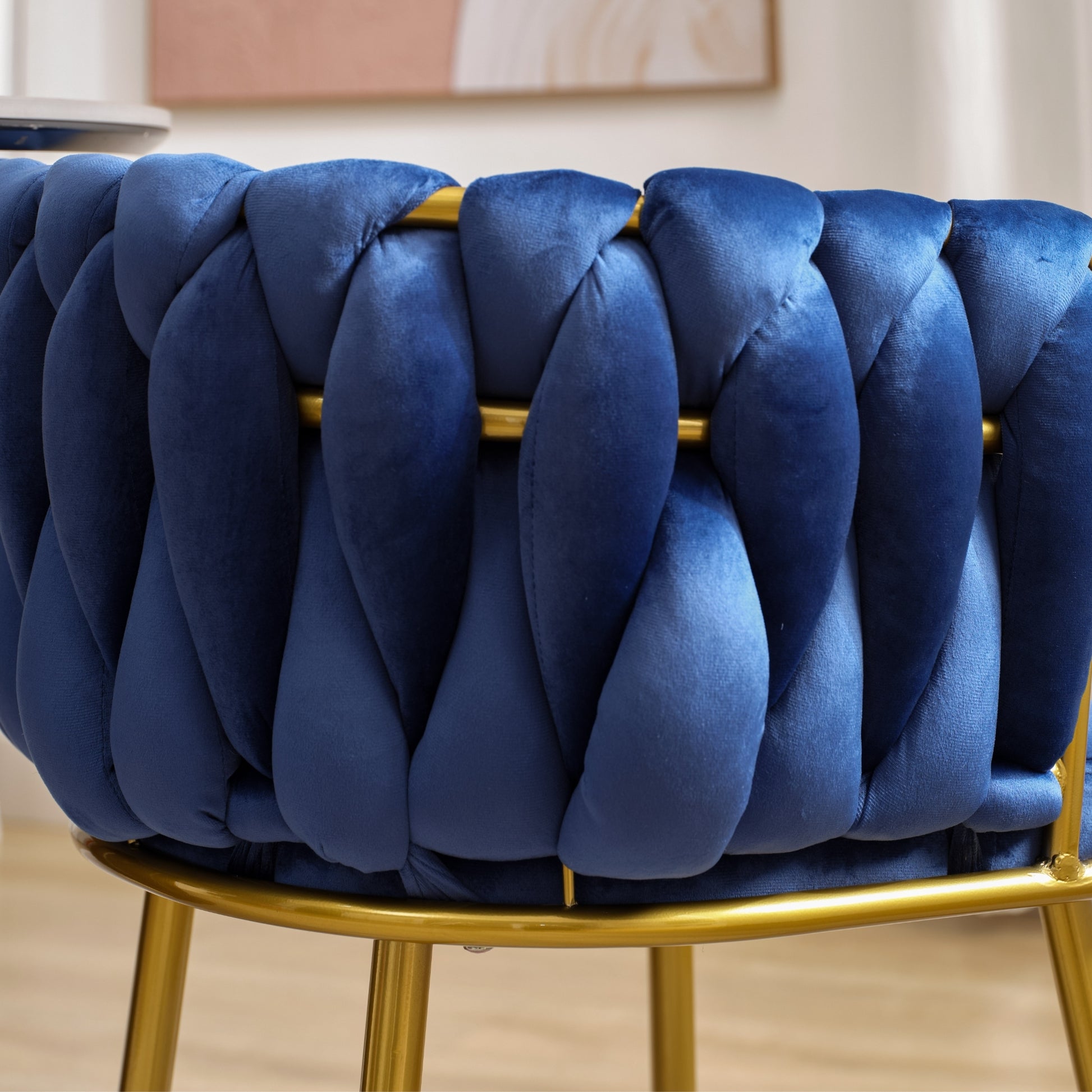 Living Room Chairs,Velvet Makeup Vanity Chair With Back Arm Modern Bedroom Accent Chair Elegant Comfy Single Upholstered Chair With Gold Metal Legs Blue,2 Set Blue Foam Velvet