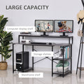 55 Inch Home Office Computer Desk Study Writing Workstation With Storage Shelves, Elevated Monitor Shelf, Cpu Stand, Durable X Shaped Construction, Grey Wood Grain Grey Engineered Wood