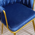 Living Room Chairs,Velvet Makeup Vanity Chair With Back Arm Modern Bedroom Accent Chair Elegant Comfy Single Upholstered Chair With Gold Metal Legs Blue,2 Set Blue Foam Velvet