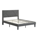 Queen Size Upholstered Platform Bed Frame With Headboard, Strong Wood Slat Support, Mattress Foundation, No Box Spring Needed, Easy Assembly, Gray Gray Fabric