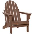 Folding Adirondack Chair, Faux Wood Patio & Fire Pit Chair, Weather Resistant Hdpe For Deck, Outside Garden, Porch, Backyard, Brown Brown Polyethylene