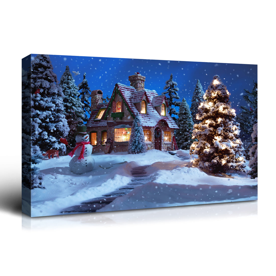 Framed Canvas Wall Art Decor Painting For Chrismas, Chrismas Tree In Forest Chrismas Gift Painting For Chrismas Gift, Decoration For Chrismas Eve Living Room, Bedroom Decor 3624In Thickness 1.5Inch