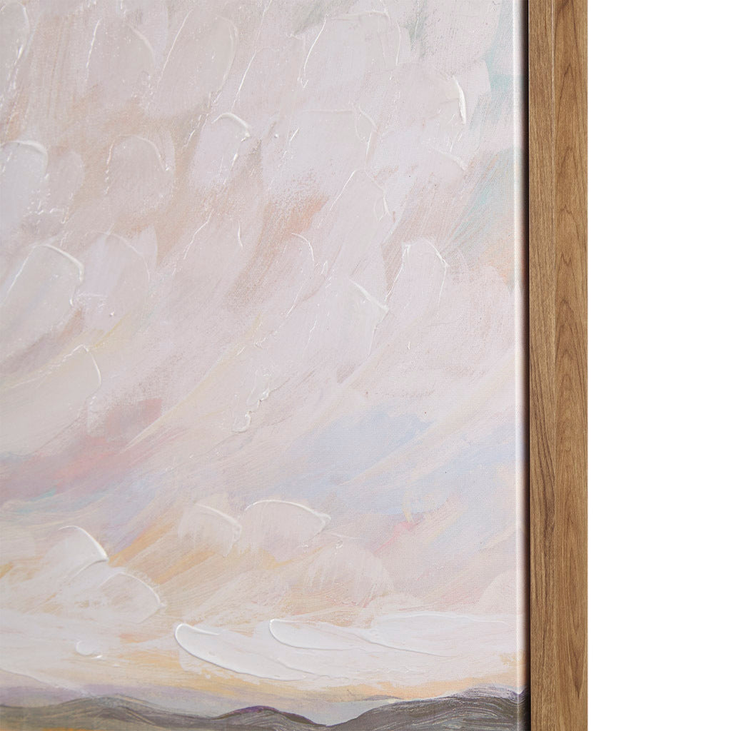 Hand Embellished Framed Canvas Abstract Landscape Wall Art Green Multi Wood
