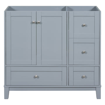 Cabinet Only 36" Bathroom Vanity Grey Blue Sink Not Included Grey Blue Solid Wood Mdf