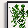 Giraffe Metal Art Moss Wall Decor Green Iron