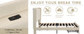 Queen Size Bed Frame With 2 Storage Drawers, Upholstered Bed Frame With Wingback Headboard Storage Shelf Built In Usb Charging Stations And Strong Wood Slats Support, No Box Spring Needed, Beige Box Spring Not Required Queen Beige Composite Bedroom Bed