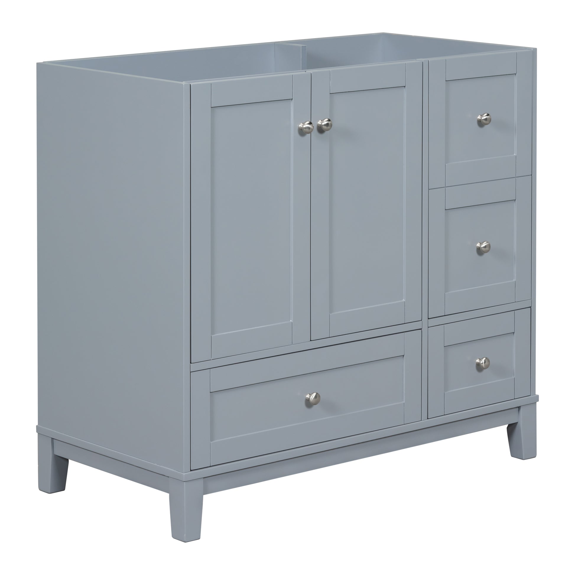 Cabinet Only 36" Bathroom Vanity Grey Blue Sink Not Included Grey Blue Solid Wood Mdf
