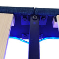 Queen Size Bedframe With Led Bedside Induction Light, Wrapped In Linen, Bedside Atmosphere Light, Anti Slip And Noise Free, Easy To Assemble, Dark Blue Queen Black Blue Iron Iron