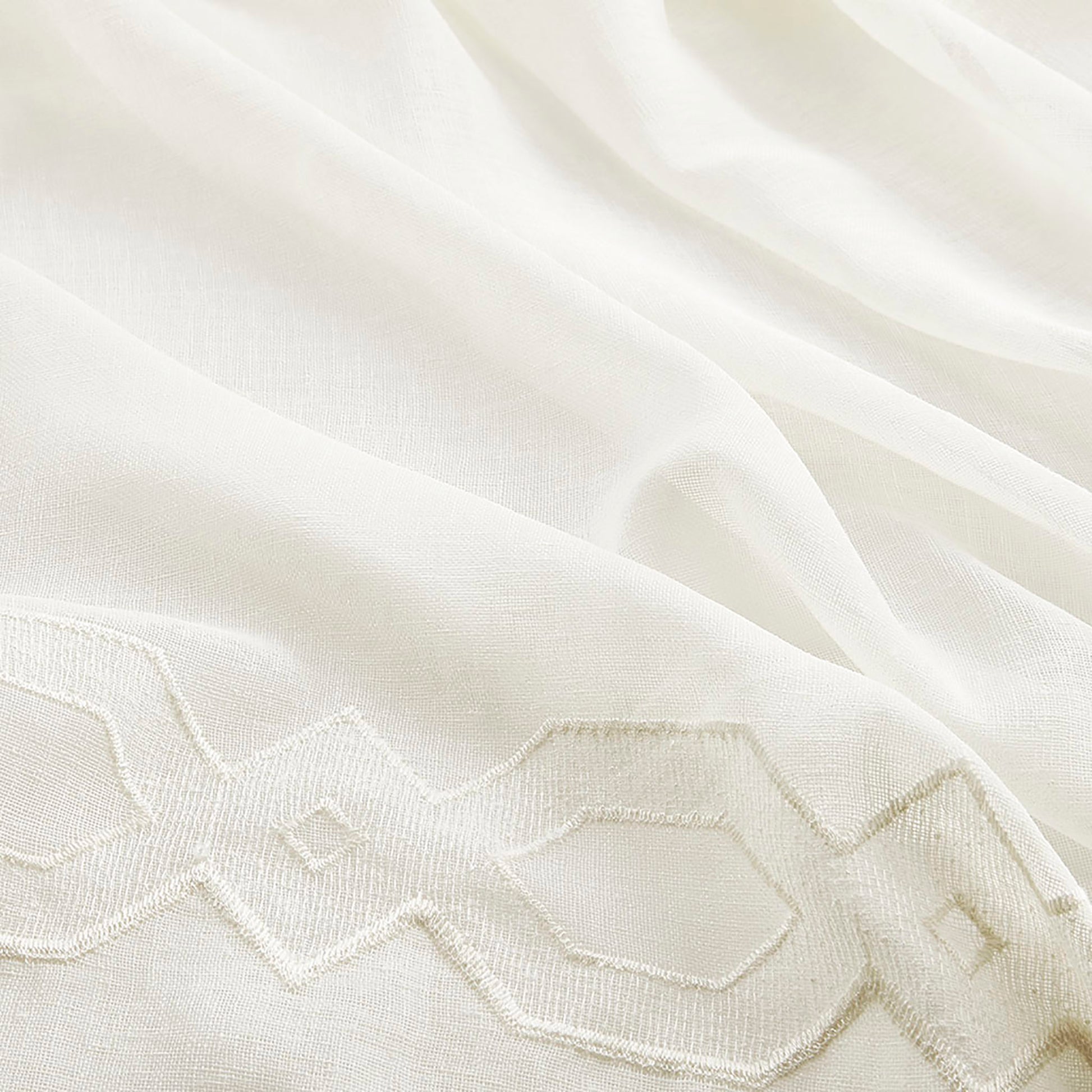 Embroidery Curtain Panel Only 1 Pc Panel White Polyester