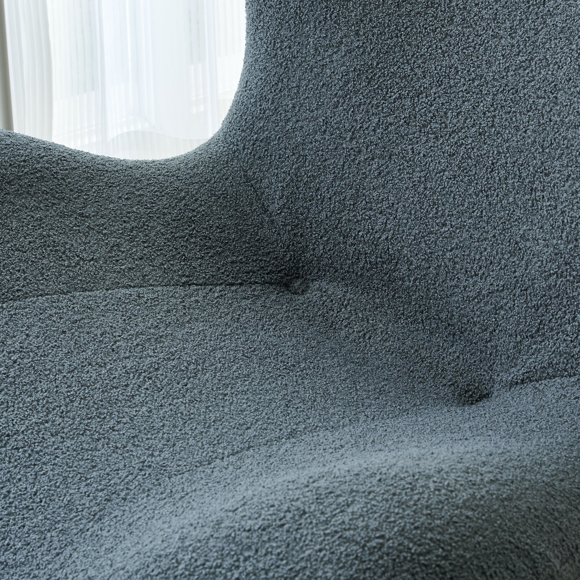 Modern Accent Chair And Ottoman Set, High Back Sherpa Blouce Fabric Armchair With Footstool For Living Room, Lounge, Bedroom, Reading Room, Office Gray Foam