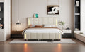 Queen Size Upholstered Platform Bed With Trundle And Drawers, Beige Queen Beige Upholstered