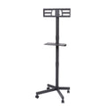 Mobile Tv Stand On Wheels, Height Adjustable Tilt Rolling Tv Stand With Media Shelf For 23 60 Inch Led, Lcd, Oled Flat&Curved Tvs, Holds Up To 55Lbs, Max Vesa 400X400Mm Black Stainless Steel