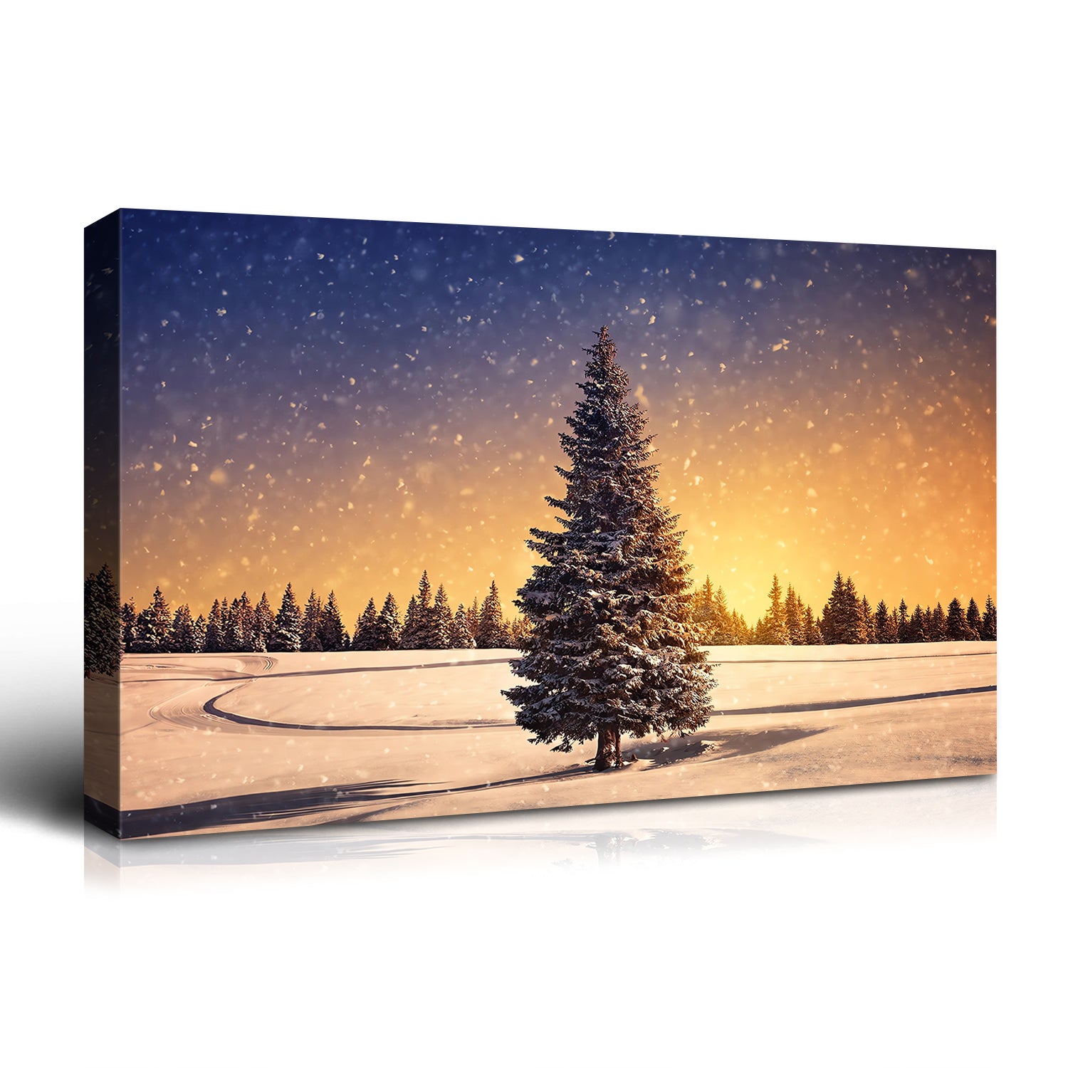 Framed Canvas Wall Art Decor Painting For Chrismas, Chrismas Tree In Dawn Chrismas Gift Painting For Chrismas Gift, Decoration For Chrismas Eve Office Living Room, Bedroom Decor Ready To Han