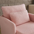 Modern Accent Chair, Sherpa Upholstered Cozy Comfy Armchair, Furry Reading Chair With Slim Armrest, Fuzzy Single Club Sofa Chairs For Living Room Bedroom Waiting Room Office Ivory Pink Foam Solid Wood
