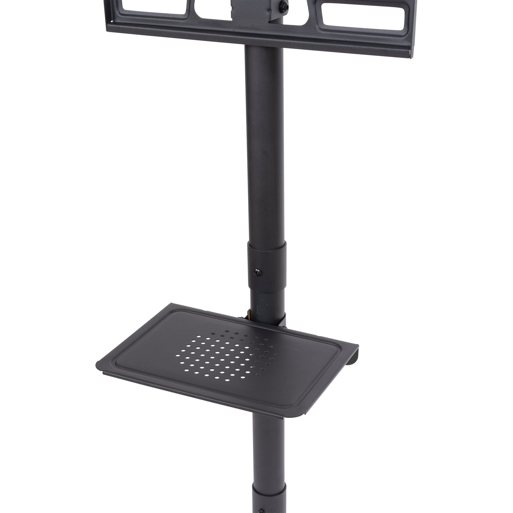 Mobile Tv Stand On Wheels, Height Adjustable Tilt Rolling Tv Stand With Media Shelf For 23 60 Inch Led, Lcd, Oled Flat&Curved Tvs, Holds Up To 55Lbs, Max Vesa 400X400Mm Black Stainless Steel