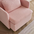 Modern Accent Chair, Sherpa Upholstered Cozy Comfy Armchair, Furry Reading Chair With Slim Armrest, Fuzzy Single Club Sofa Chairs For Living Room Bedroom Waiting Room Office Ivory Pink Foam Solid Wood