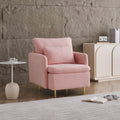 Modern Accent Chair, Sherpa Upholstered Cozy Comfy Armchair, Furry Reading Chair With Slim Armrest, Fuzzy Single Club Sofa Chairs For Living Room Bedroom Waiting Room Office Ivory Pink Foam Solid Wood