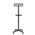 Mobile Tv Stand On Wheels, Height Adjustable Tilt Rolling Tv Stand With Media Shelf For 23 60 Inch Led, Lcd, Oled Flat&Curved Tvs, Holds Up To 55Lbs, Max Vesa 400X400Mm Black Stainless Steel
