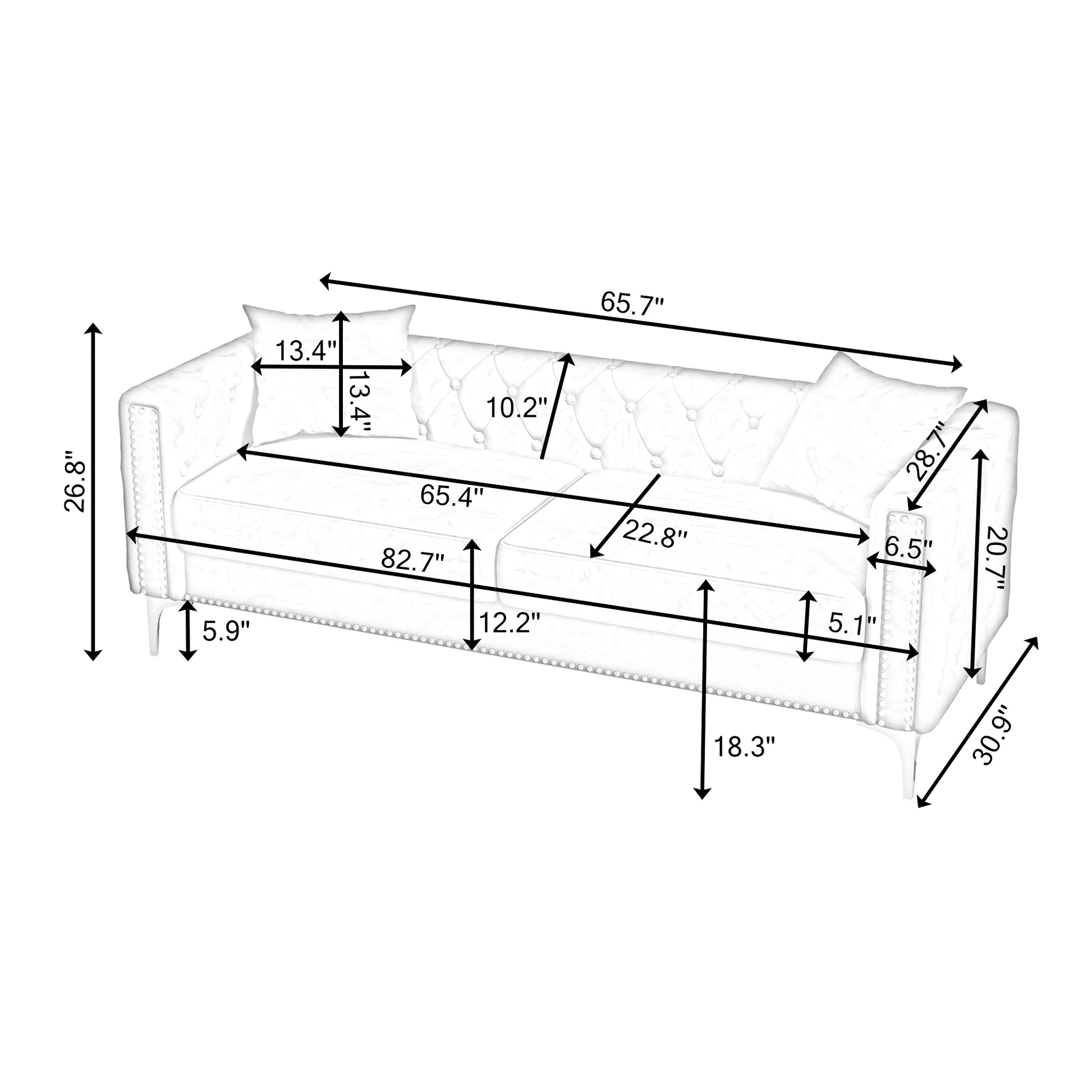 Sofa Includes 2 Pillows, 83 "Pink Velvet Triple Sofa, Suitable For Large And Small Spaces Pink Velvet